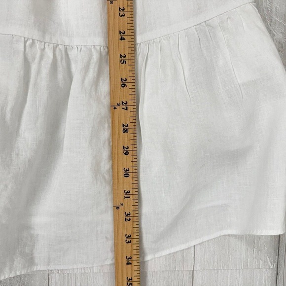Lilly Pulitzer Charlet Short Puff Sleeve 100% Linen Dress Size 2 White Tiered - Picture 14 of 15
